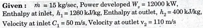 Find the velocity at exits from the nozzle