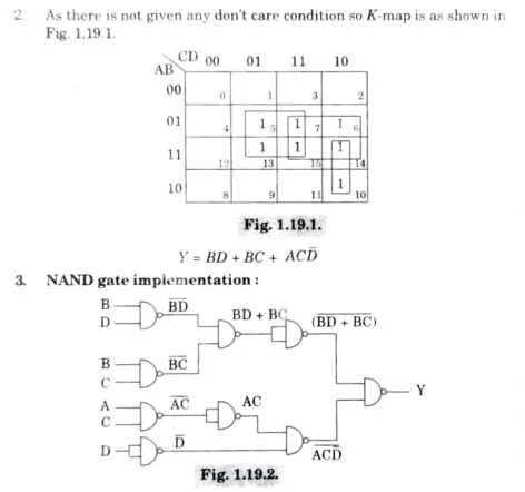 Simplify the boolean function Y together with don't care condition d using K-map and implement it with two level NAND gate circuit