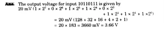 The basic step of an 8-bit DAC is 20 mV. If 00000000 represents OV, what is represented by to input 10110111?