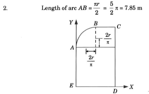 A wire is bent into a closed loop A-B-C-D-E-A as shown in Fig. in which portion AB is circular arc. Determine the centroid of the wire.