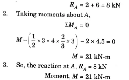 the reactions at A for the cantilever beam subjected to the distributed and concentrated loads