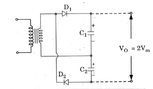  circuit diagram of full wave voltage doubler using diode