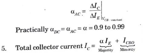 current amplification factor is now defined as the ratio of change in collector to emitter current at constant collector base voltage when a signal is supplied.