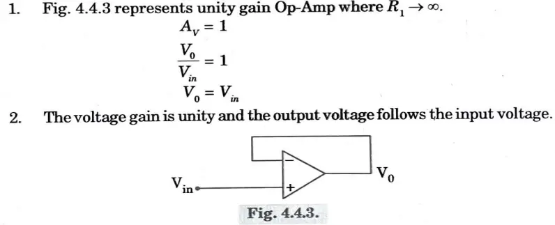 Draw the circuit of an Op-Amp as voltage follower and find an expression for its voltage gain