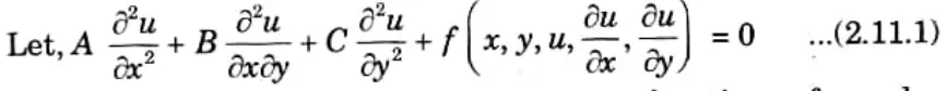 Specify with suitable examples the clarification of Partial Differential Equation (PDE) for elliptic, parabolic and hyperbolic differential equations