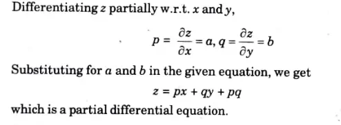 Form partial differential equations of the equations by eliminating the arbitrary constants 
