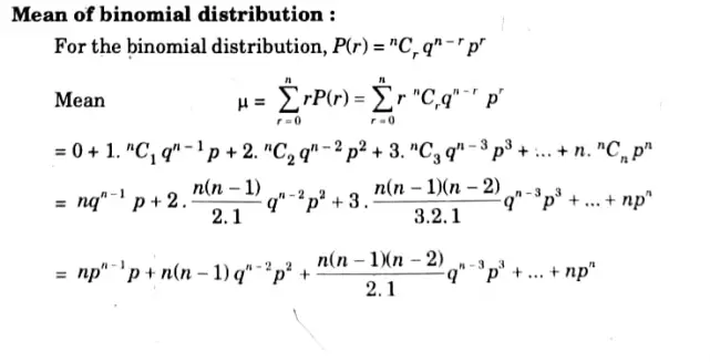 Find the mean and variance of binomial distribution