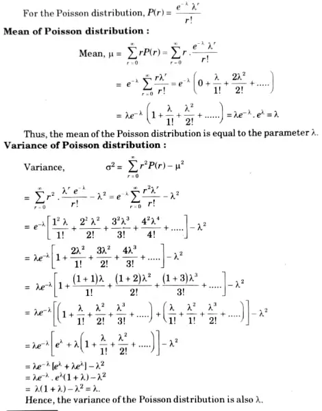 Find the mean and variance of Poisson distribution. 