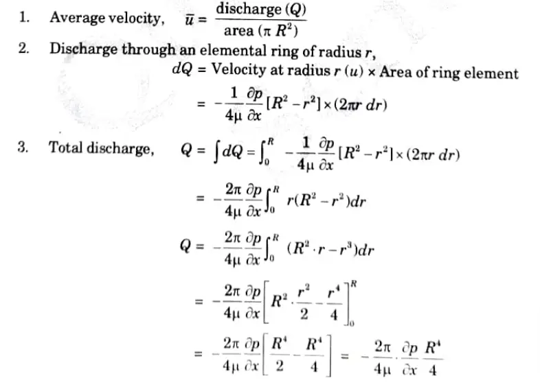 maximum velocity in a circular pipe for viscous flow is equal to two times the average velocity of flow