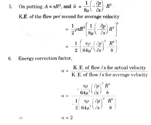 viscous flow through a circular pipe the kinetic energy correction factor equal to 2