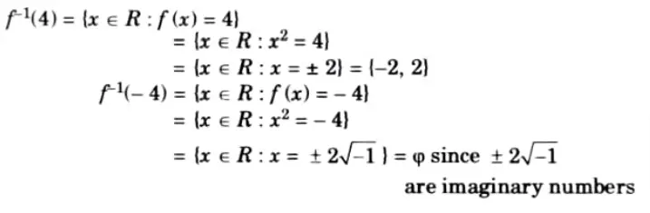 If the function f : R →R defined by f(x) = x2, find f1 (4) and f-1 (-4)
