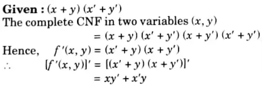 Write the following in DNF (x + y) (x’ +y'). 