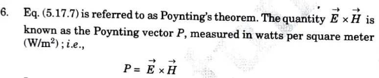 Poynting vector. Derive an expression of Poynting theorem for EM wave.