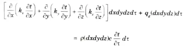 Derive a general heat conduction equation for cartesian