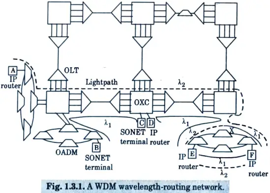 Illustrate the building blocks of optical network