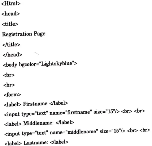 Design HTML form for student registration with submit and reset button on it