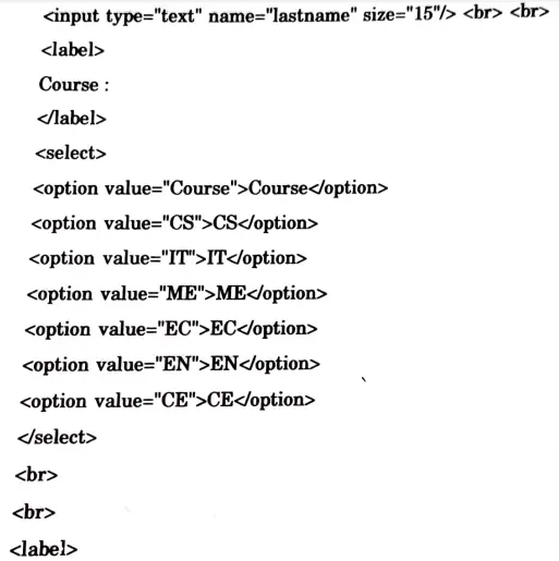 Design HTML form for student registration with submit and reset button on it