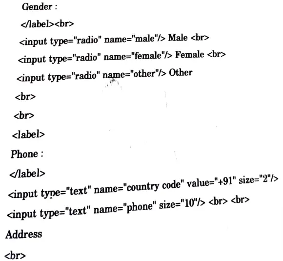 Design HTML form for student registration with submit and reset button on it