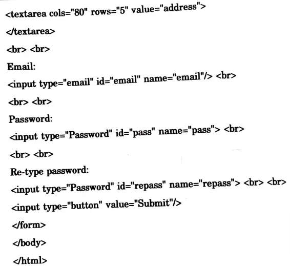 Design HTML form for student registration with submit and reset button on it