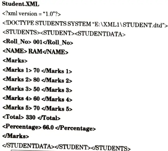 Create a XML document of 10 students of third year CSE