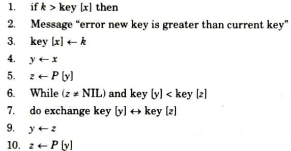 Write down the algorithm for decrease key operation in Binomial Heap also write its time complexity.