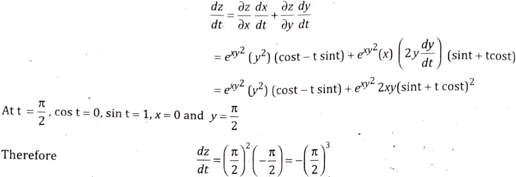 If z = exy2, x = t cost, y = t sint compute Mathematics-II