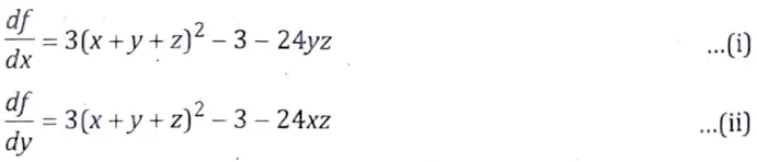 Show that f(x, y, z) =(x + y + z) - 3(x + y + 2)- 24xyz + a3 has maxima at (-1, - 1, -1).