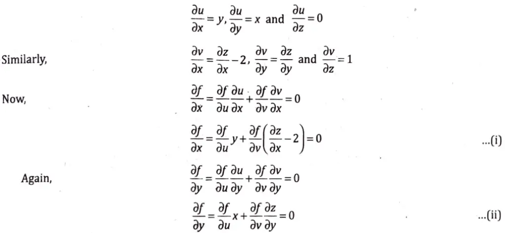 Show that f(x, y, z - 2x) = 0, satisfies under suitable conditions, the equation 