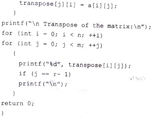Why is an array called a data structure? Write a program to read a matrix of size mxn and print its transpose.   