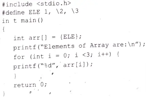 Define a macro that receives an array and the number of elements in the array as arguments. Write a program using this macro to print out the elements of an array. 