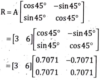 Show that this is same as coordination of matrix for 45 degree clockwise rotation followed by reflection about x axis and finally by counter clockwise rotations by 45 degree about origin. 