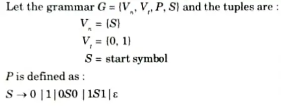 Write a CF grammar to represent palindrome.