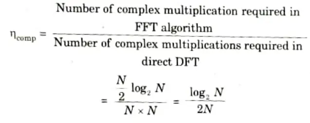 Write the expression for computation efficiency of an FFT. 
