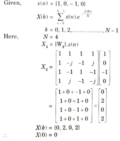 Compute X(0) if X(k) is 4-point DFT of the following sequence