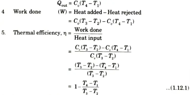 Discuss an expression for thermal efficiency of air standard Otto cycle. 