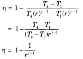 Discuss an expression for thermal efficiency of air standard Otto cycle. 