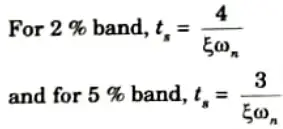 What do you mean by settling time, write expression for 2nd order system