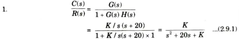 The unity feedback system is characterized by an open loop transfer function is G(S) = K/s(s + 20).