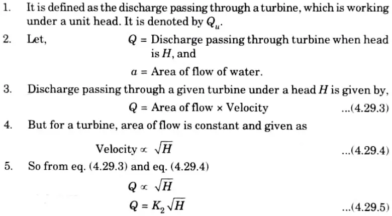 Unit discharge for a turbine