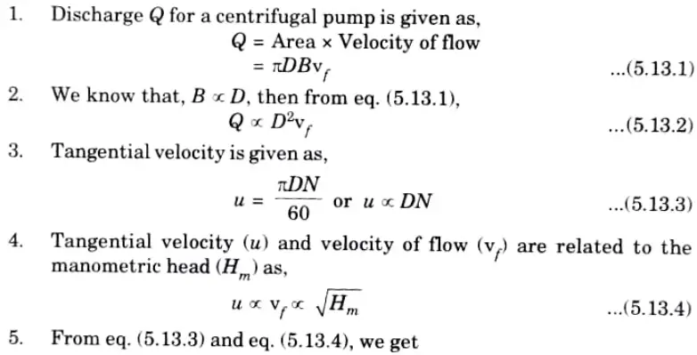 Specific speed of centrifugal pump