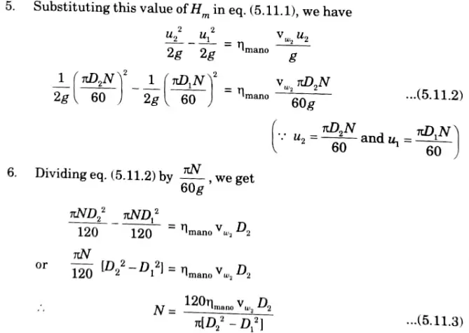 Minimum speed for starting a centrifugal pump