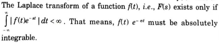 When does the Laplace transform of a function f(t) exist ?