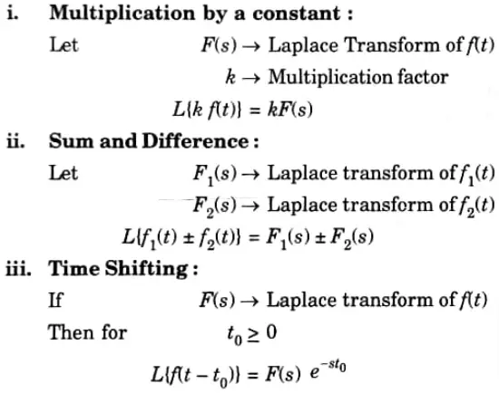Write properties of Laplace transform