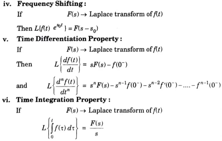 Write properties of Laplace transform