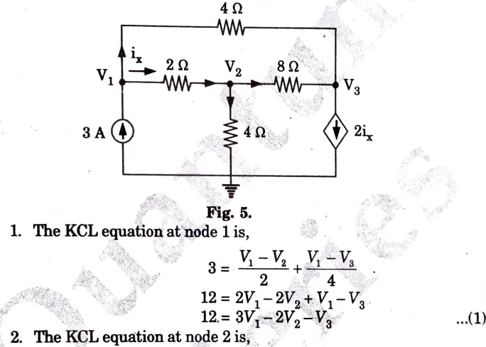 Identify the node voltages in the circuit shown in Fig. 4.