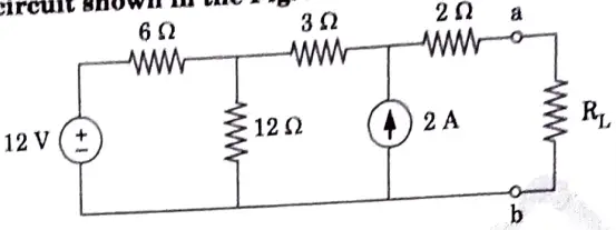 Find the value of RL for the maximum power transfer in the circuit shown in Fig. 16. Find the maximum power.
