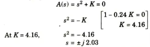 Explain the effect of pole location on stability of a system by suitable diagram, determine range of K and frequency of sustained oscillations for a given