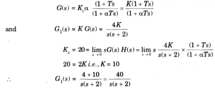 Design a lead compensator for a system whose open loop transfer function is