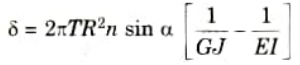 Write the relation for axial deflection for open coil helical spring subjected to axial twist. 