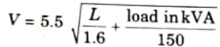 State the empirical formula for determining the system voltage of transmission line. 